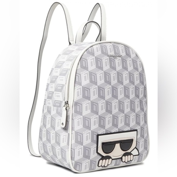 Karl Lagerfeld Paris White/Grey Adele Backpack Women’s - Picture 1 of 15